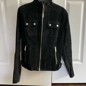MICHAEL KORS suede biker jacket XS. Beautiful detail -European tapered back.